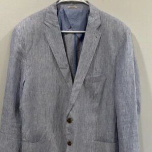 Peter Millar Blue/White Sport Coat 100% Linen Size XL EUC